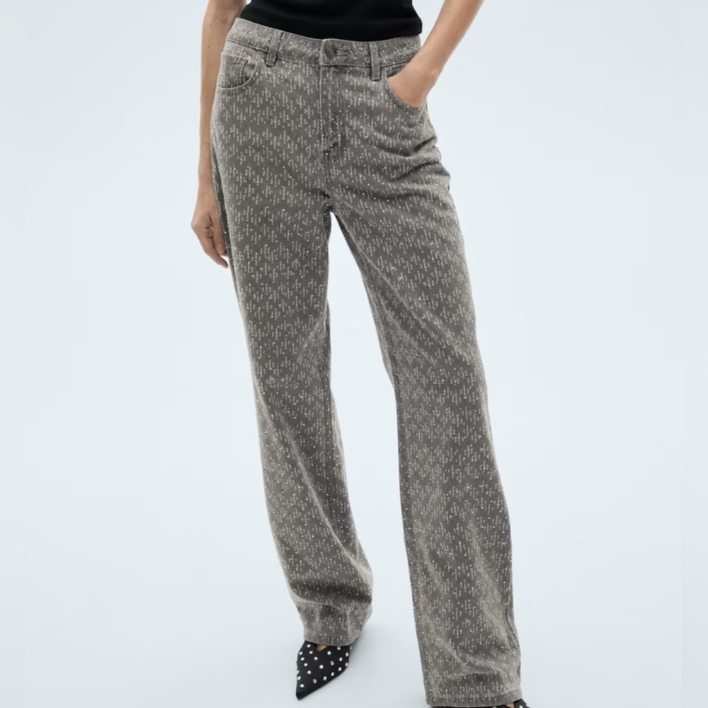 Mango Charcoal Denim Pants